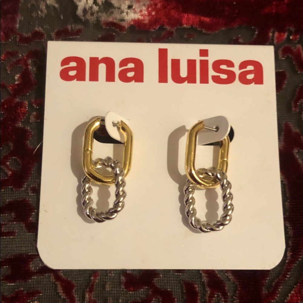 Ana Luisa Two-Tone Gold and Silver Link Drop Earrings